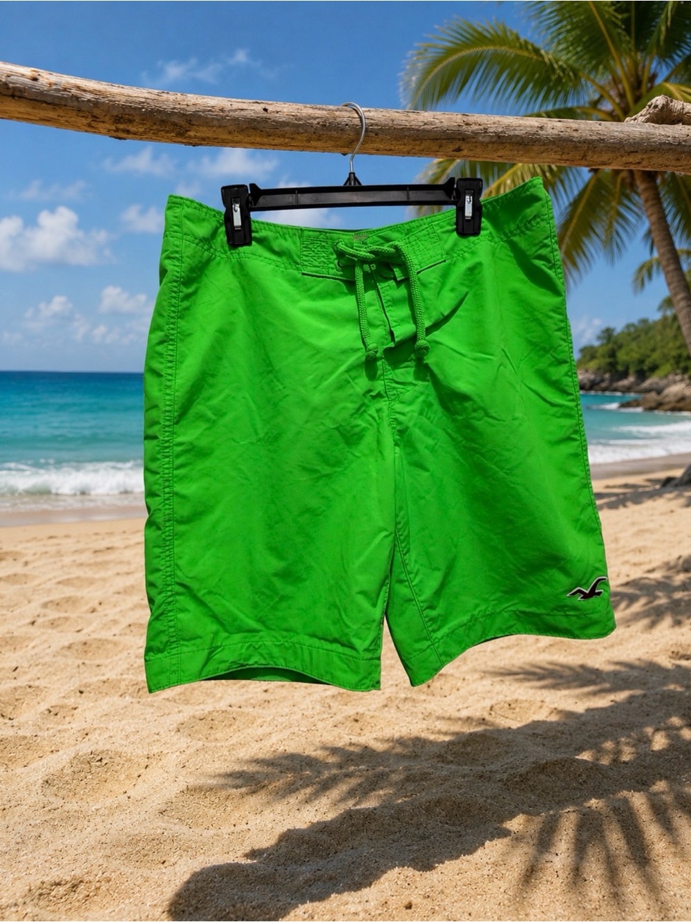 Hollister Men's Neon Green Swim Trunks